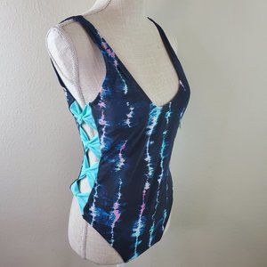 CYN and LUCA Womens Black Multi One Piece Swimsuit